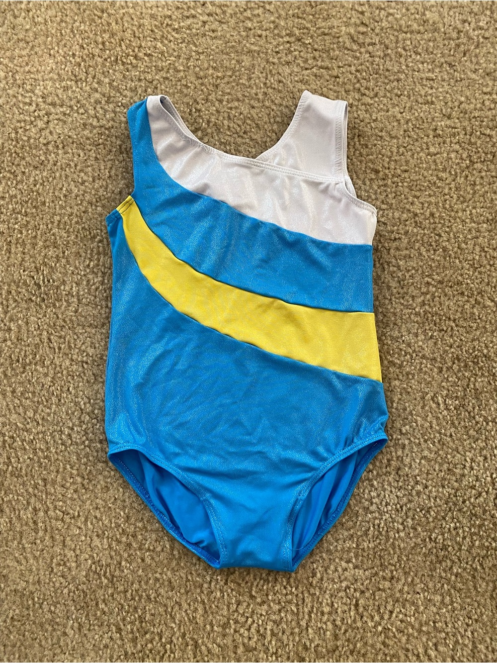 Girls Gymnastics Leotard Size 140 Blue Yellow White